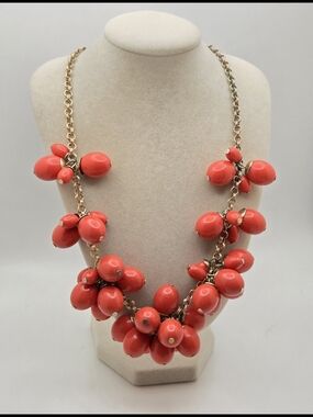 Talbots Persimmon Coral Cluster Statement Necklace